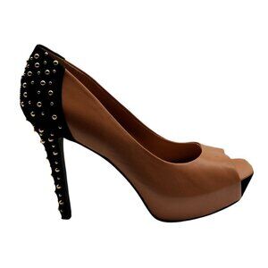 Jessica Simpson Womens Jp Breakingx Cappuccino Black Heels Size‎ 8.5M